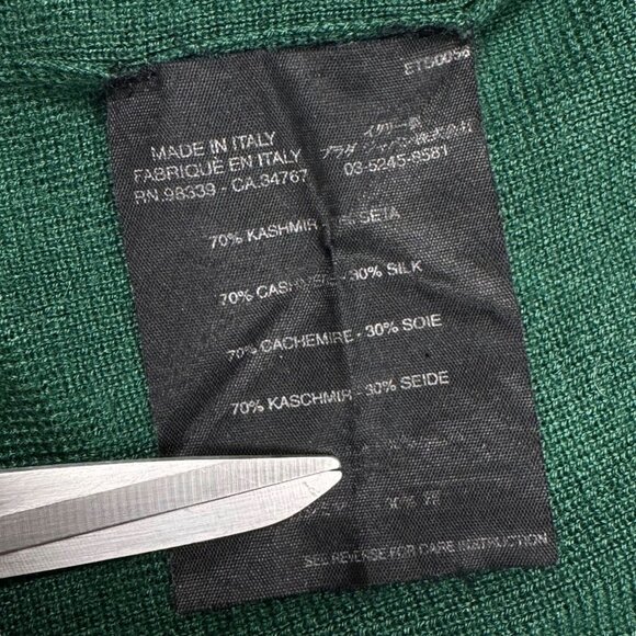 VTG Prada Silk Cashmere Sweater SZ M Green Crewneck Fitted Minimalist Designer - Picture 9 of 11